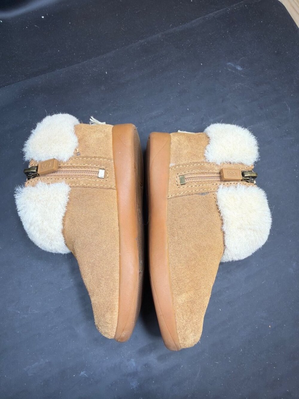UGG Toddler Girls Size 9 Chestnut Brown Suede Fur Zip Ankle Boots Booties - Picture 5 of 10